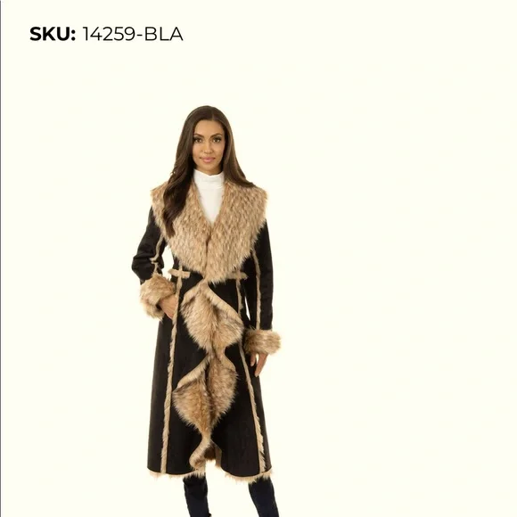 Brand new never worn Donna Salyer faux suede and fur! Long and very warm - Picture 1 of 4